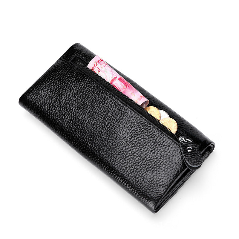 Women's Cowhide Real Leather Long Large Capacity Ladies Wallets