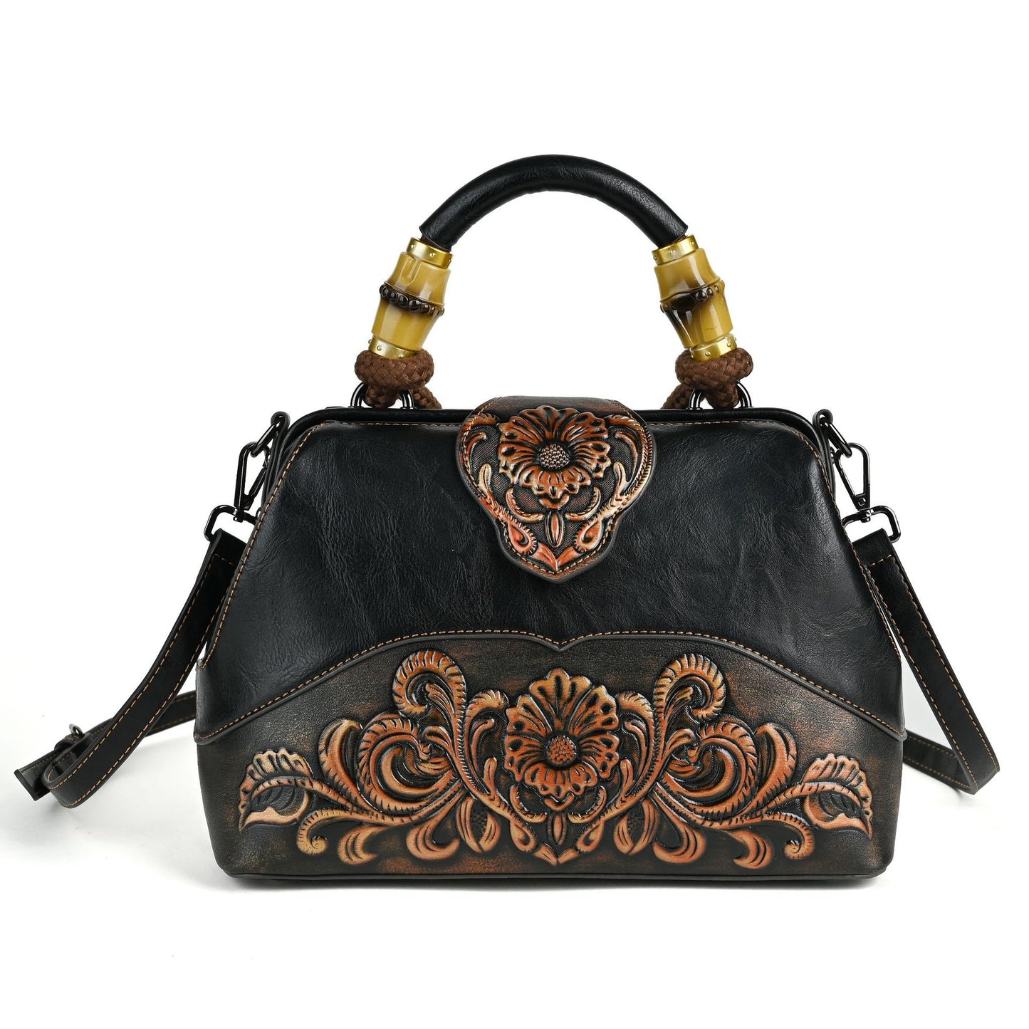Women's Retro Embossed Hand-rub Color Clip Crossbody Bags