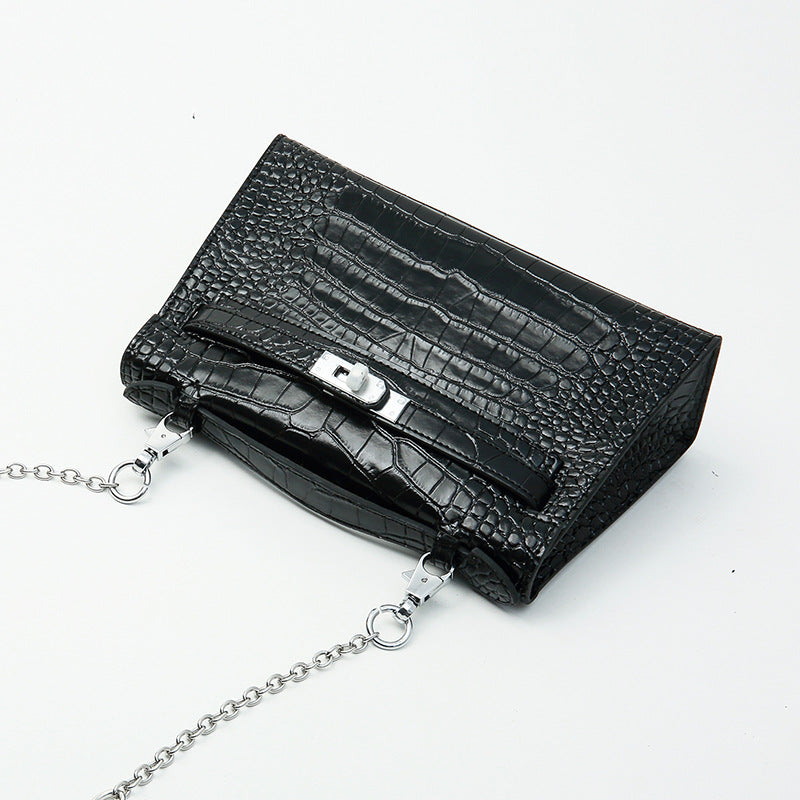 Women's Holding Dinner Crocodile Pattern Chain Genuine Leather Crossbody Bags