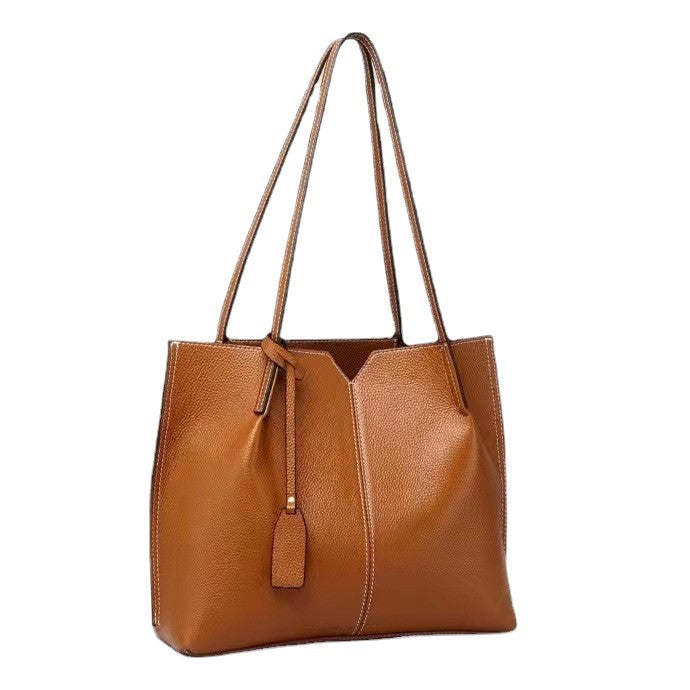 Women's Fashionable Large Capacity Solid Color Simple Handbags