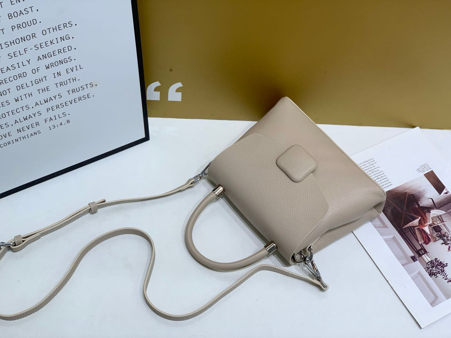 Women's Genuine Leather Graceful Portable Trendy High Shoulder Bags