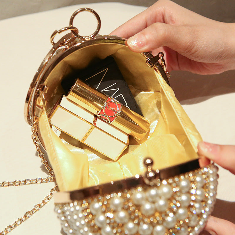 Women's Pearl Dinner Diamond Portable Chain Evening Bags