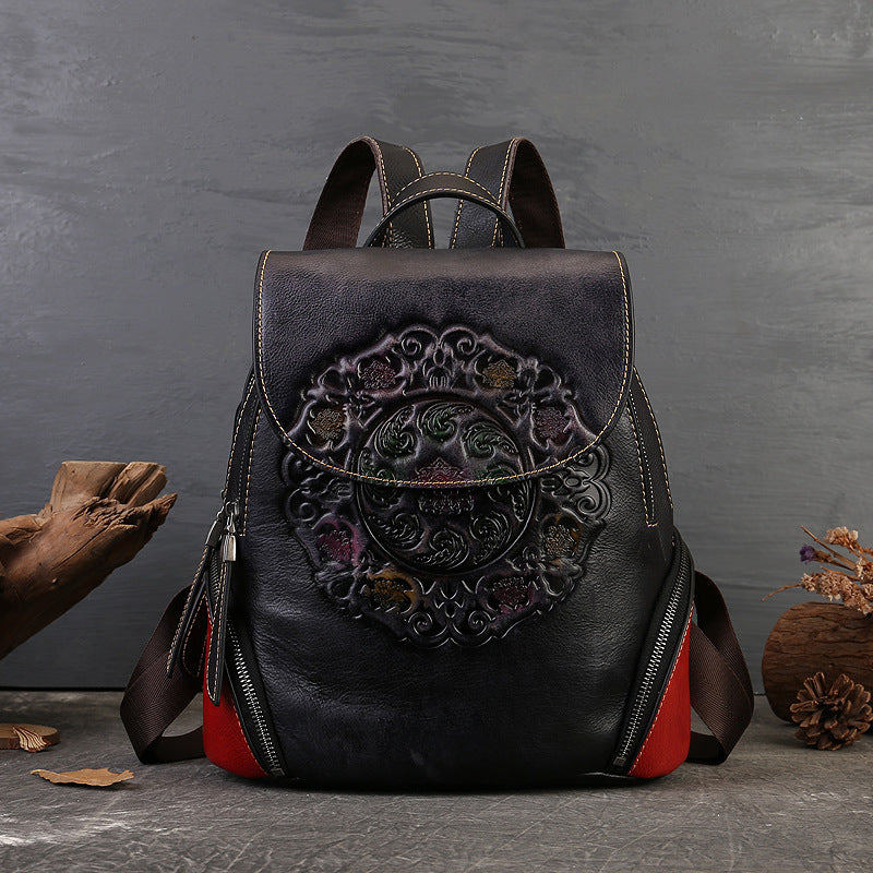 Leather Unisex High Sense Niche Artistic Backpacks