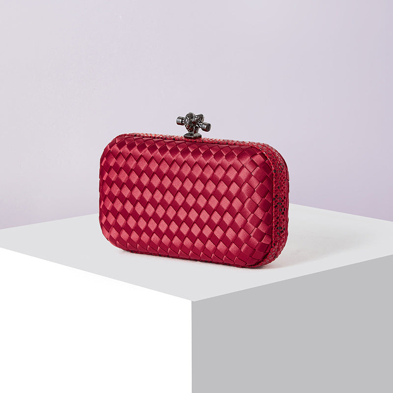 Women's Silk Hand-woven Simplicity Dinner Chain Pouch Evening Bags