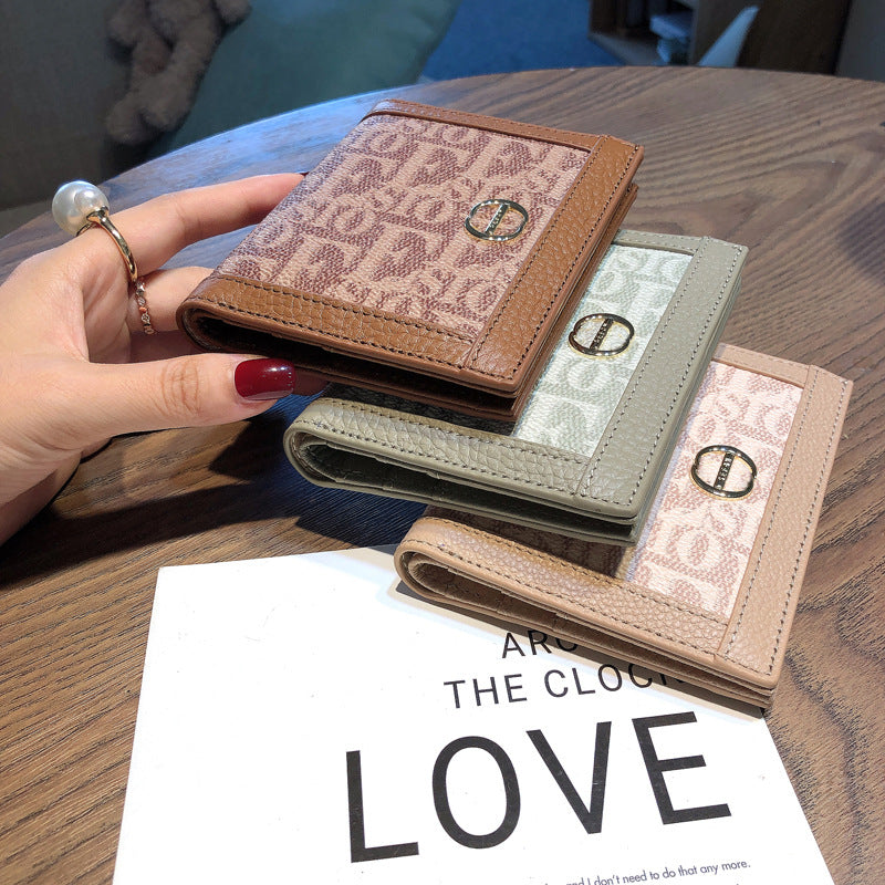 Women's Short Thin Simple Driving License Folding Ladies Wallets