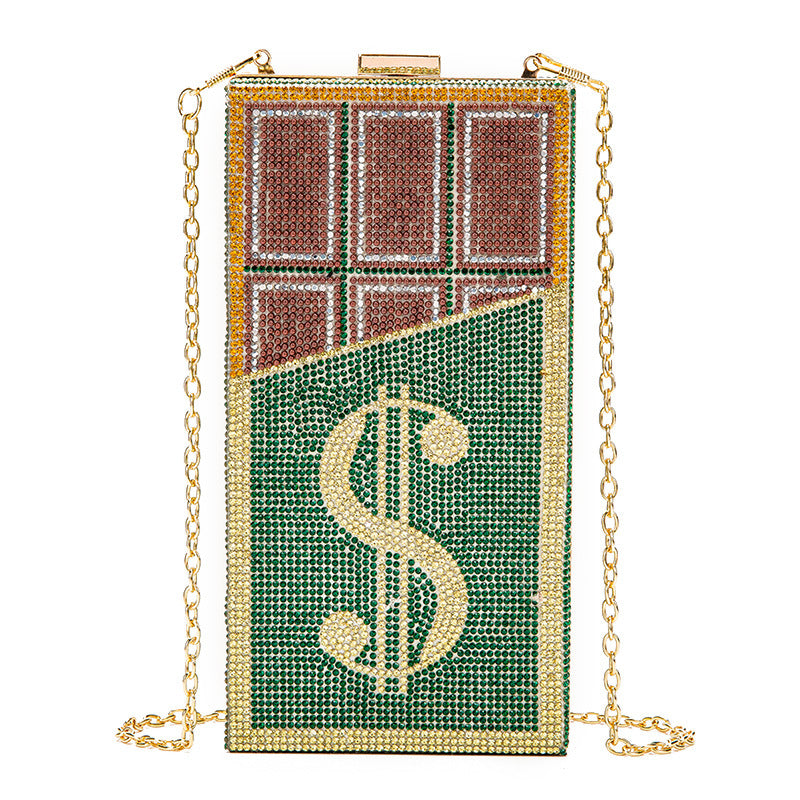 New Diamond Chocolate Dollar Dinner Chain Evening Bags