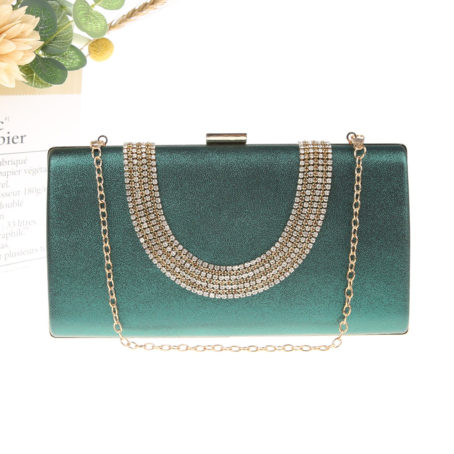 Elegant Long U-shaped Rhinestone Simple Banquet Handbags