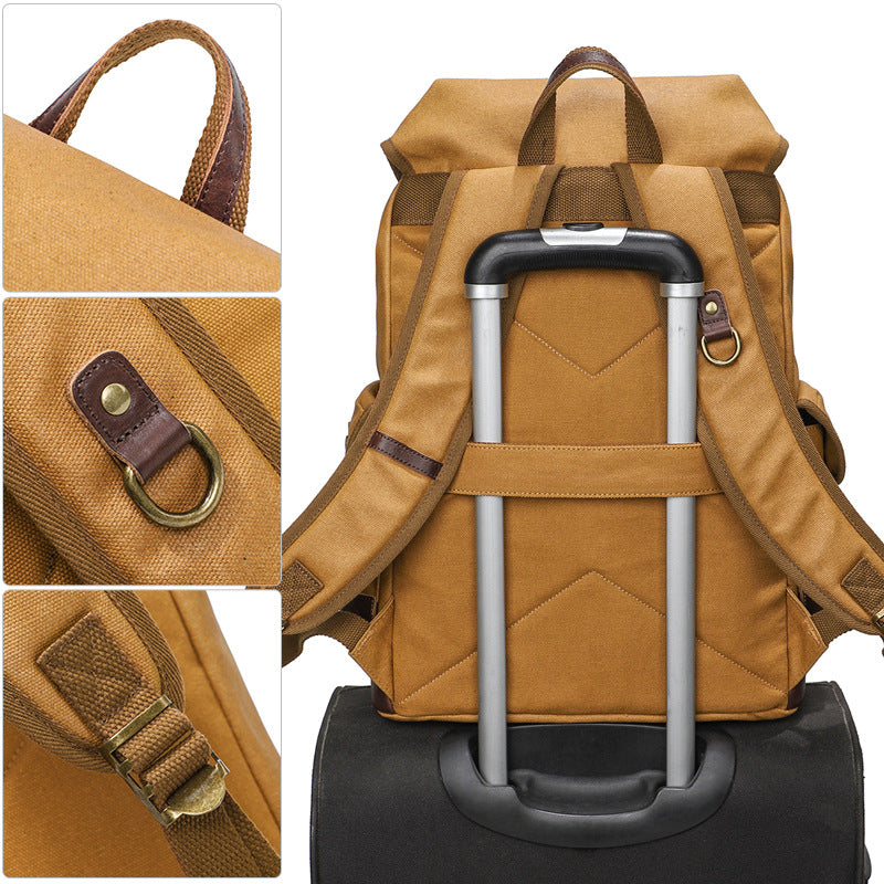 Men's Canvas Vintage Oil Wax Large Capacity Backpacks
