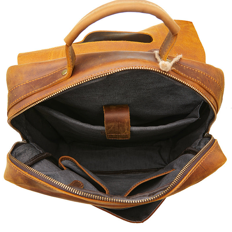Men's Leather First Layer Cowhide Business Computer Backpacks