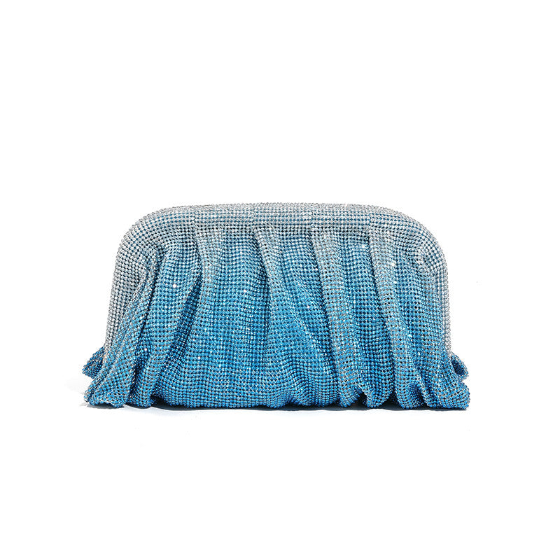 Hand Clutch Pleated Chain Rhinestone Cloud Clip Bags