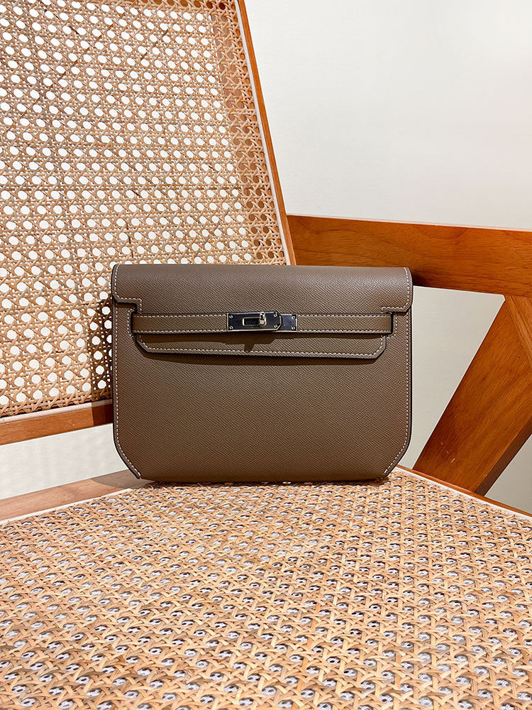 Men's Palm Print Cowhide Underarm Hand Carrying Handbags