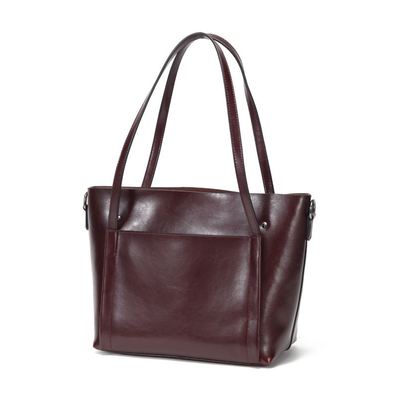 Women's Large Capacity High-grade Exquisite Commuter Leather Shoulder Bags