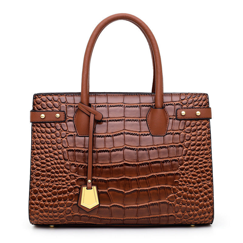 Women's Fan Crocodile Pattern Fashion Embossed Versatile Shoulder Bags