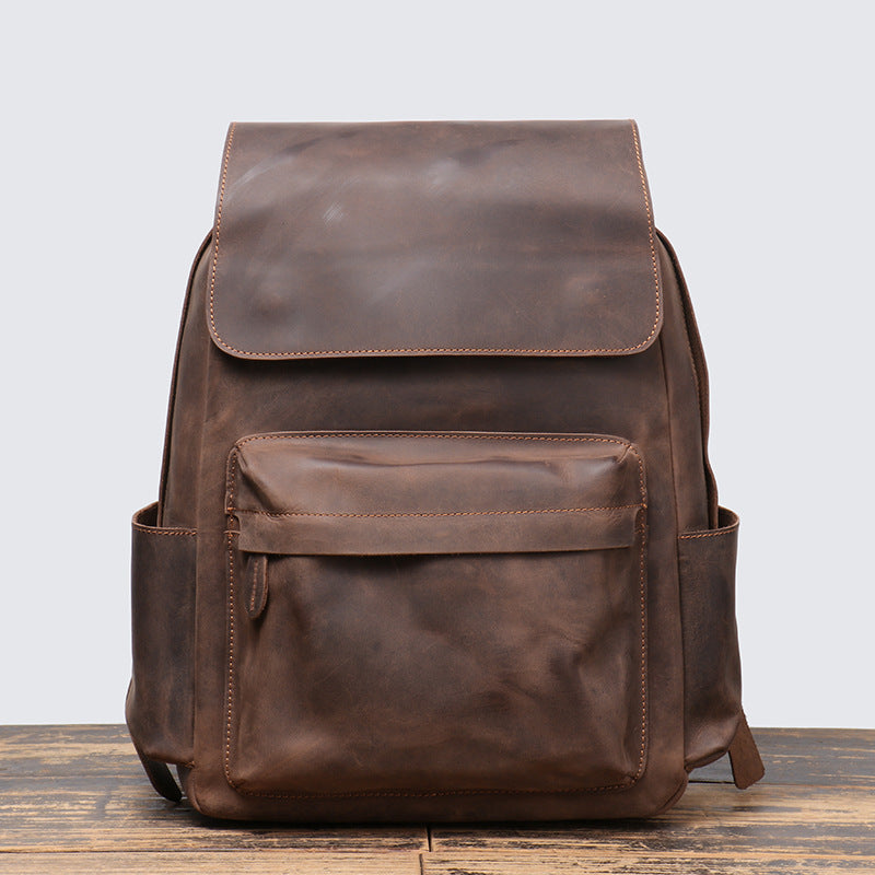 Men's Horse Leather Portable Retro Cowhide Large Backpacks
