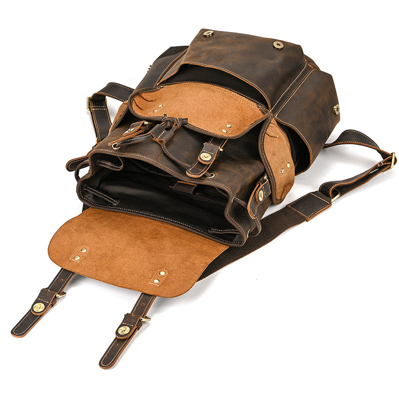 Women's & Men's & Leather Crazy Horse Large Capacity Backpacks