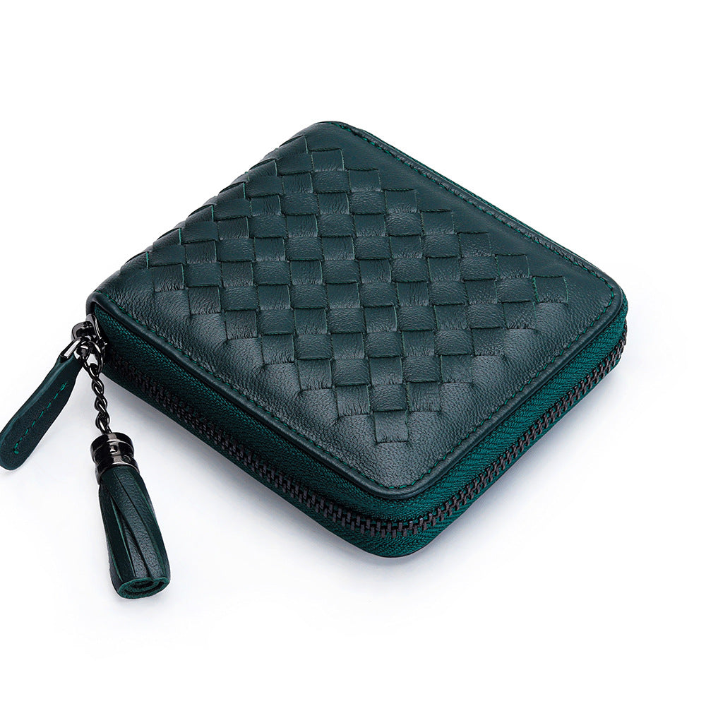 Women's Short Sheepskin Zipper Classic Genuine Leather Ladies Wallets