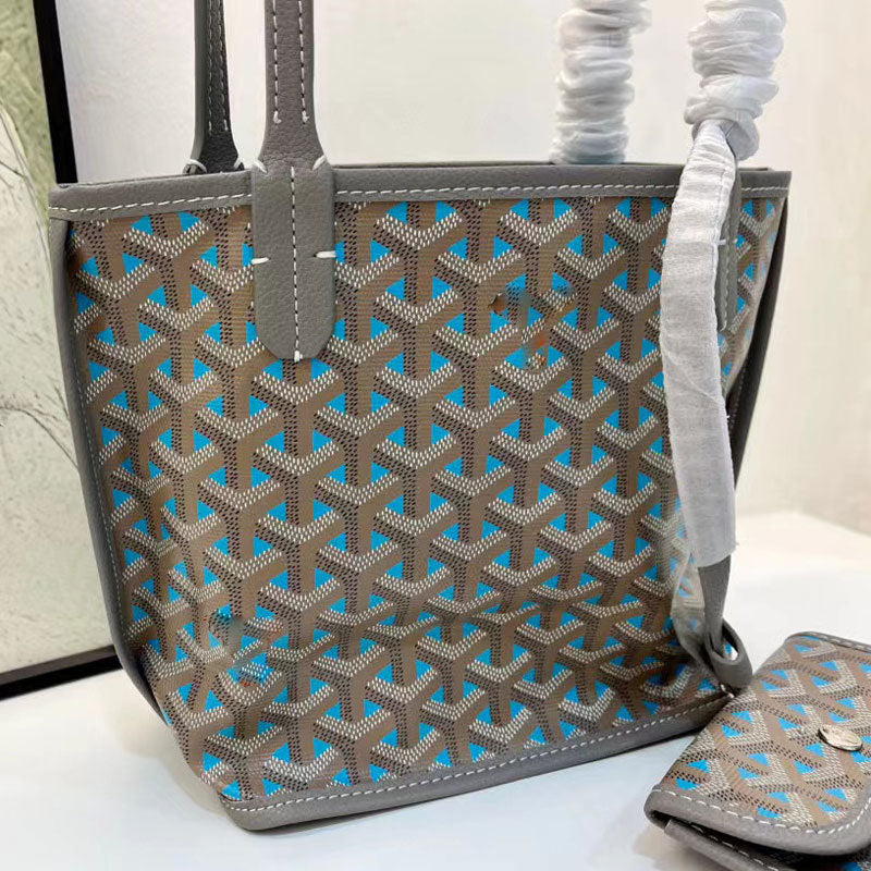 Women's Genuine Leather Dog Teeth Double-sided Shopping Bags