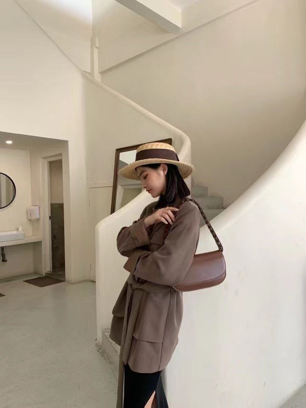 Women's Leather Underarm French Minority Cowhide Saddle Shoulder Bags