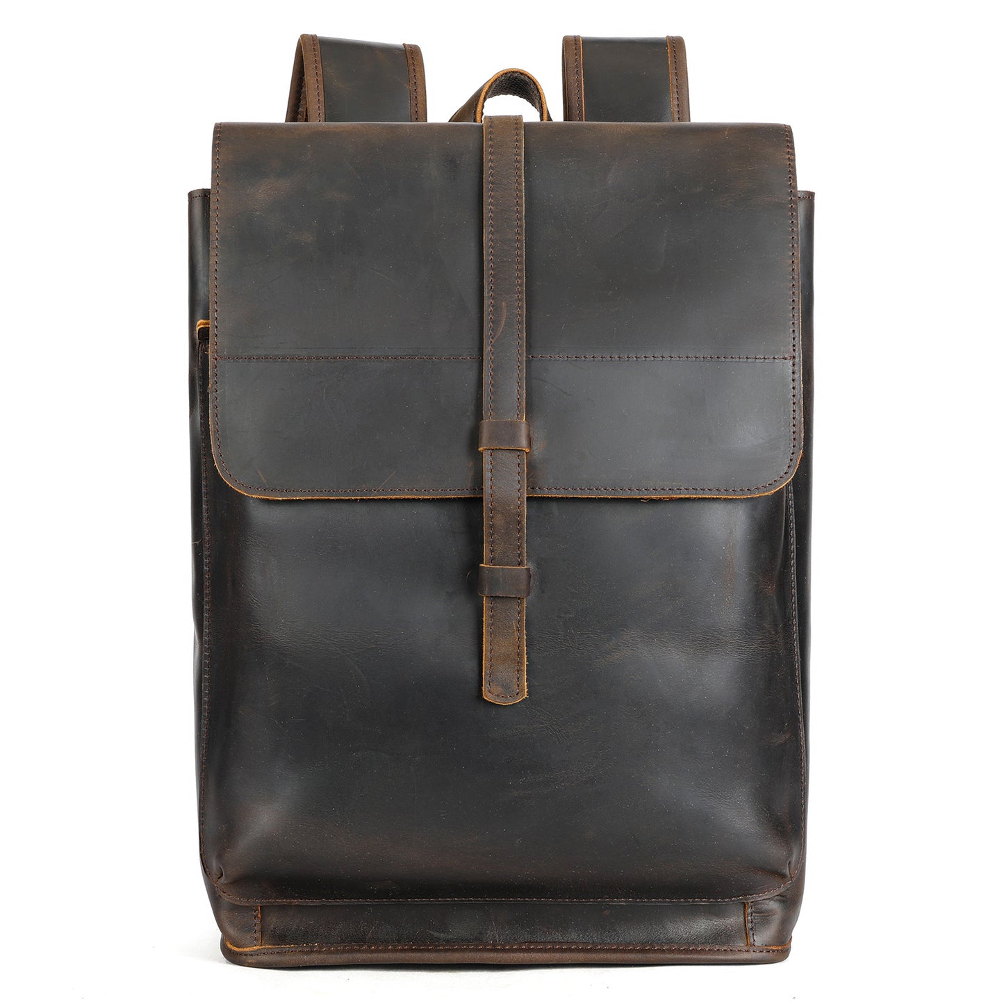 Men's Leather Crazy Horse Large Capacity Computer Backpacks