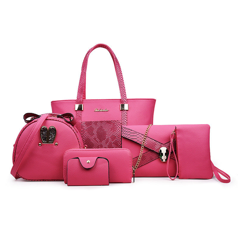 Women's Fashionable Embossed Snakeskin Pattern Portable Mother Shoulder Bags