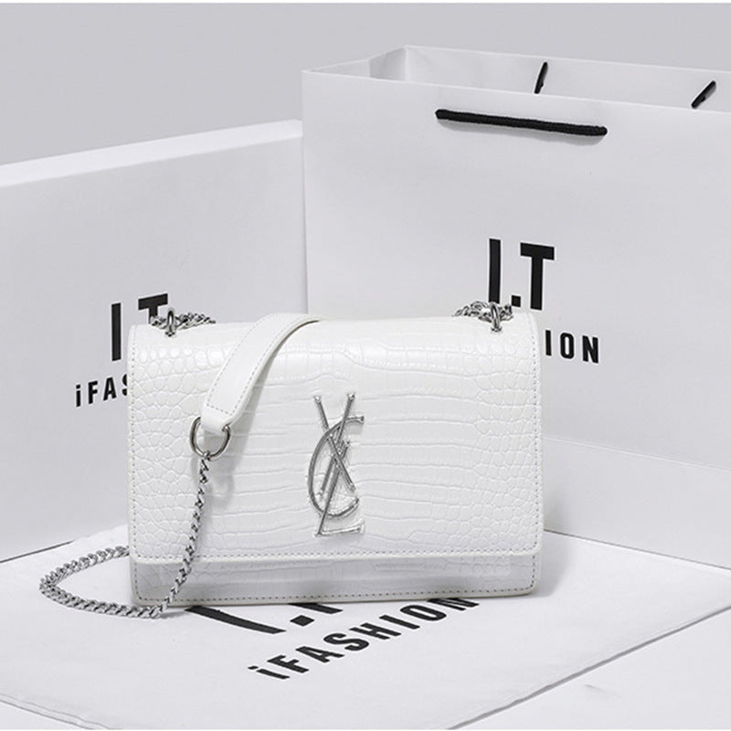 Women's Luxury Genuine Leather Crocodile Pattern Tassel Shoulder Bags
