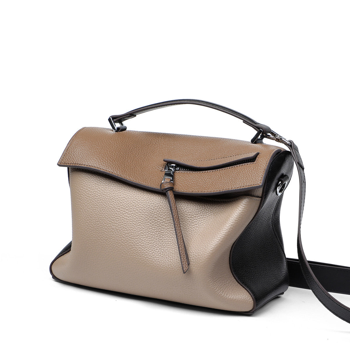 Women's Genuine Leather Fashion Trendy Color Block Bags