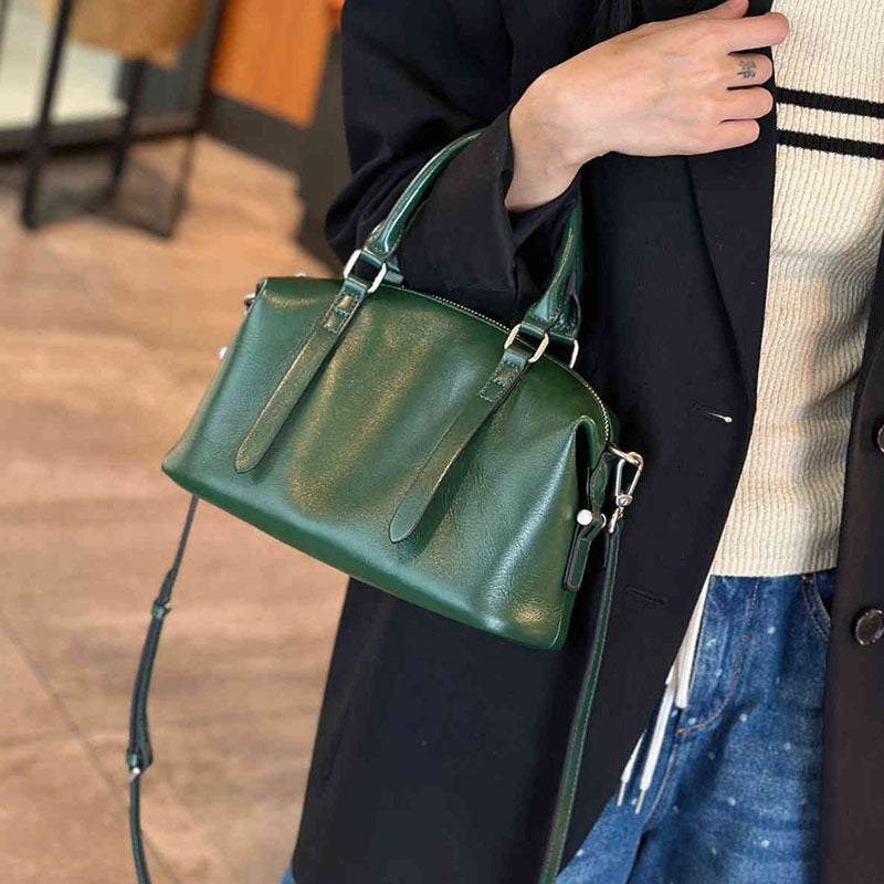 Women's Fashion Pillow Vegetable Tanning Leather Vintage Handbags