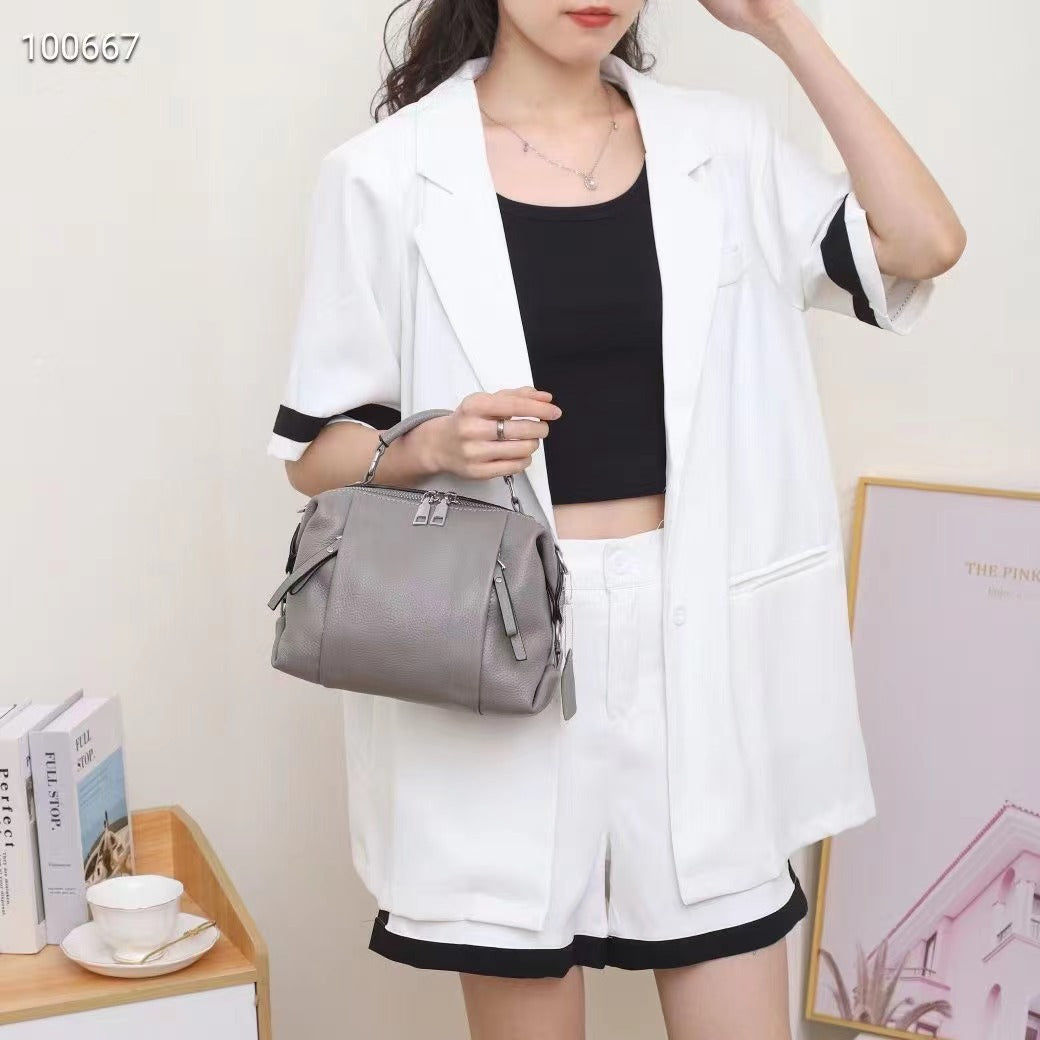 Women's Genuine Leather Large Capacity Boston Soft Crossbody Bags
