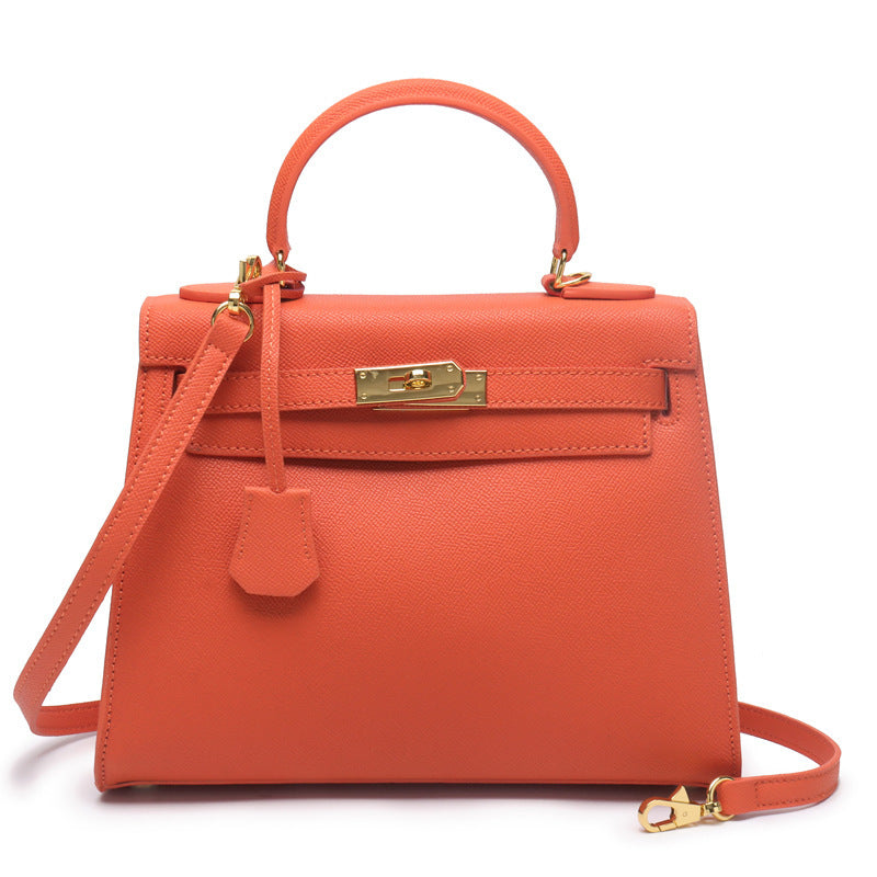 Women's Palm Print Cowhide Platinum Twist Genuine Handbags