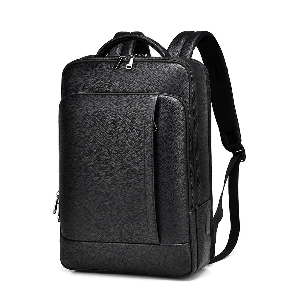 Men's Leather Business Large Capacity First Layer Backpacks