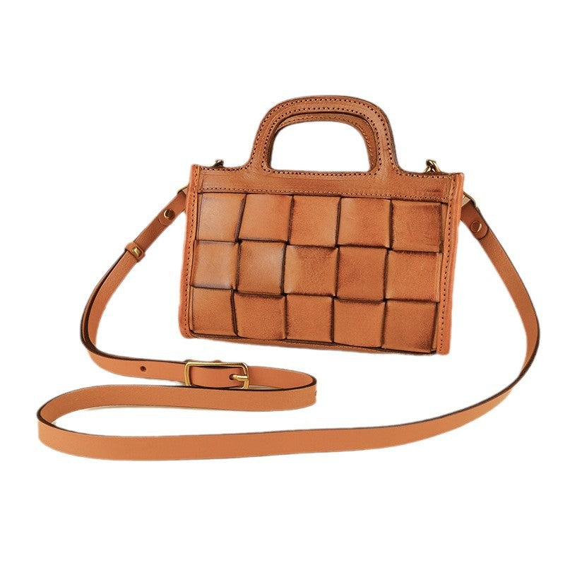 Women's Genuine Leather Woven Retro Fashion Crossbody Bags