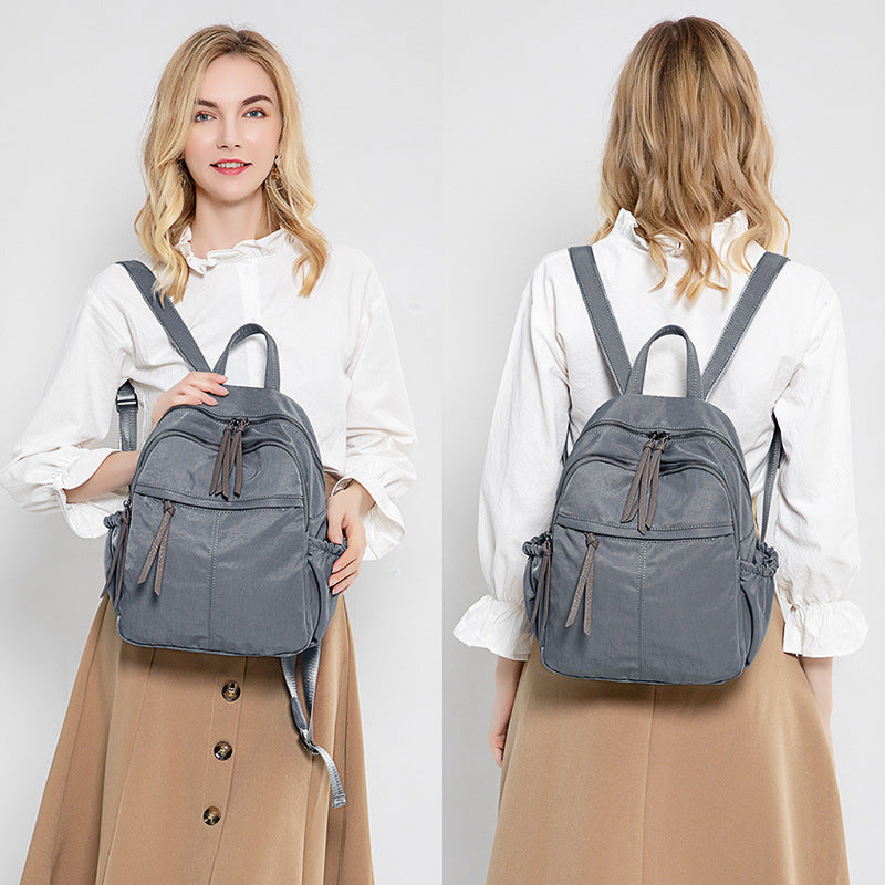Women's Korean Fashionable Oxford Cloth Simple College Backpacks