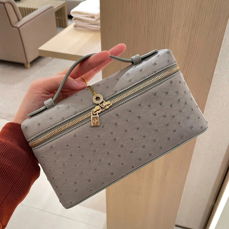 Women's Lunch Box Ostrich Leather Popular For Crossbody Bags