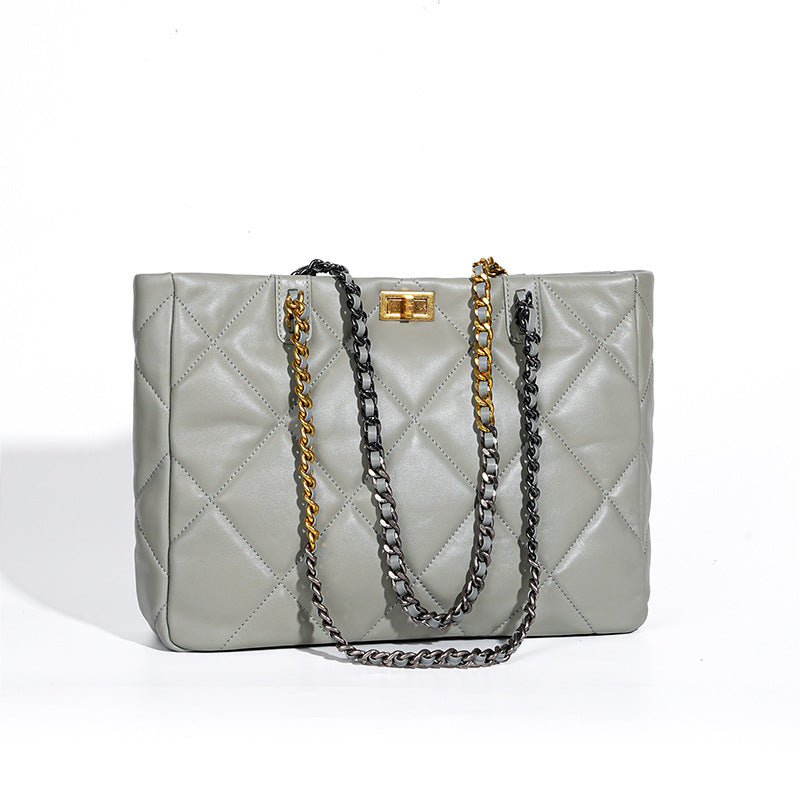 Women's Underarm Leather Black Sheepskin High-grade Large Shoulder Bags