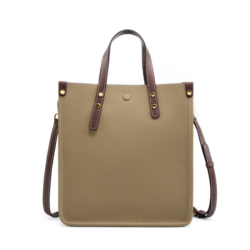 Leather Vertical First Layer Cowhide Commuter Handbags