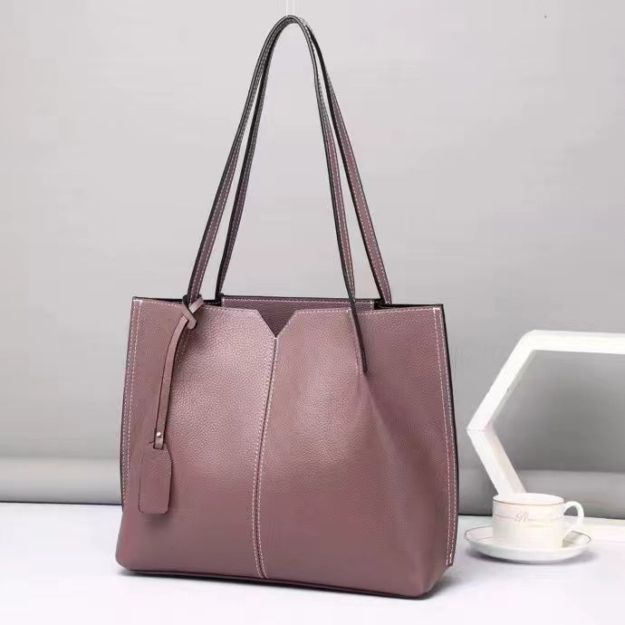 Women's Fashionable Large Capacity Solid Color Simple Handbags