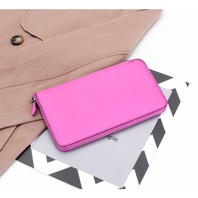 Long Genuine Leather Zipper Large Capacity Ladies Wallets