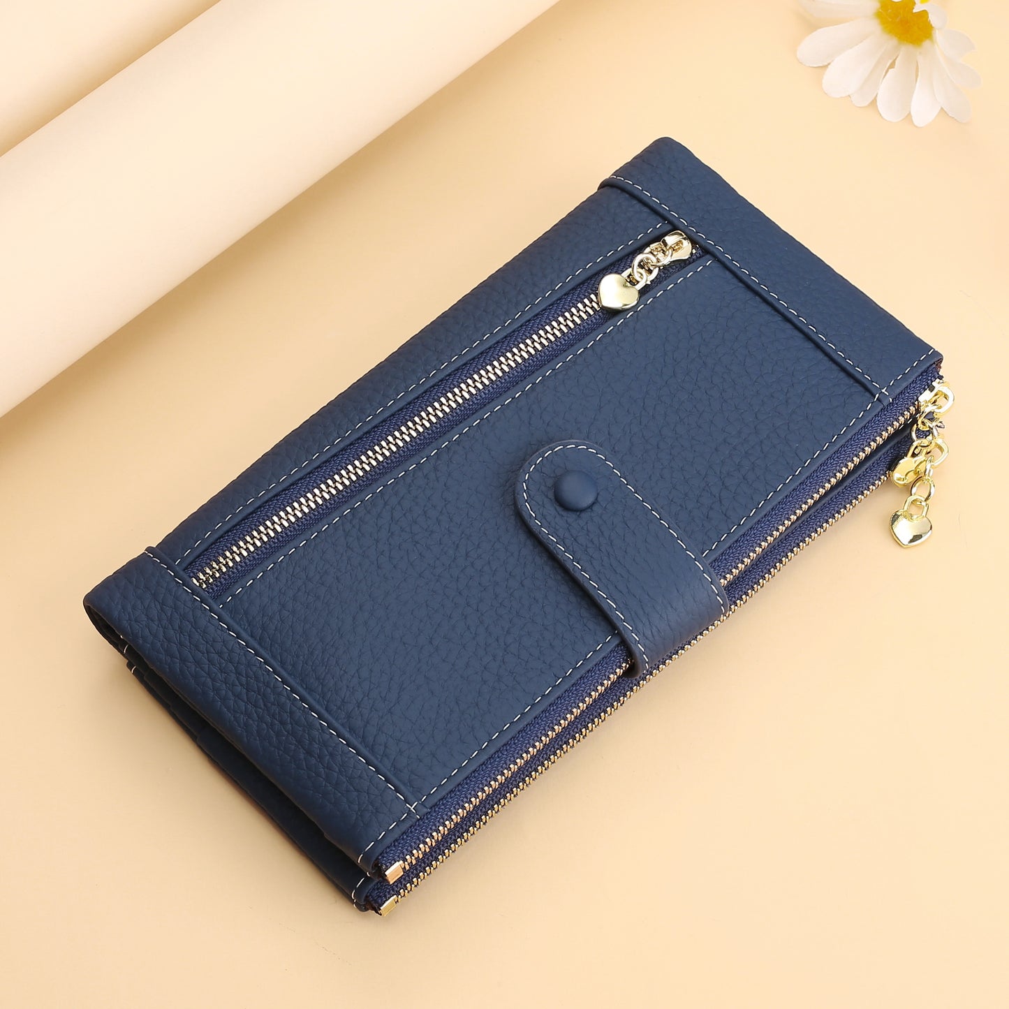Multifunctional Fashion Top Layer Leather Two-fold Ladies Wallets