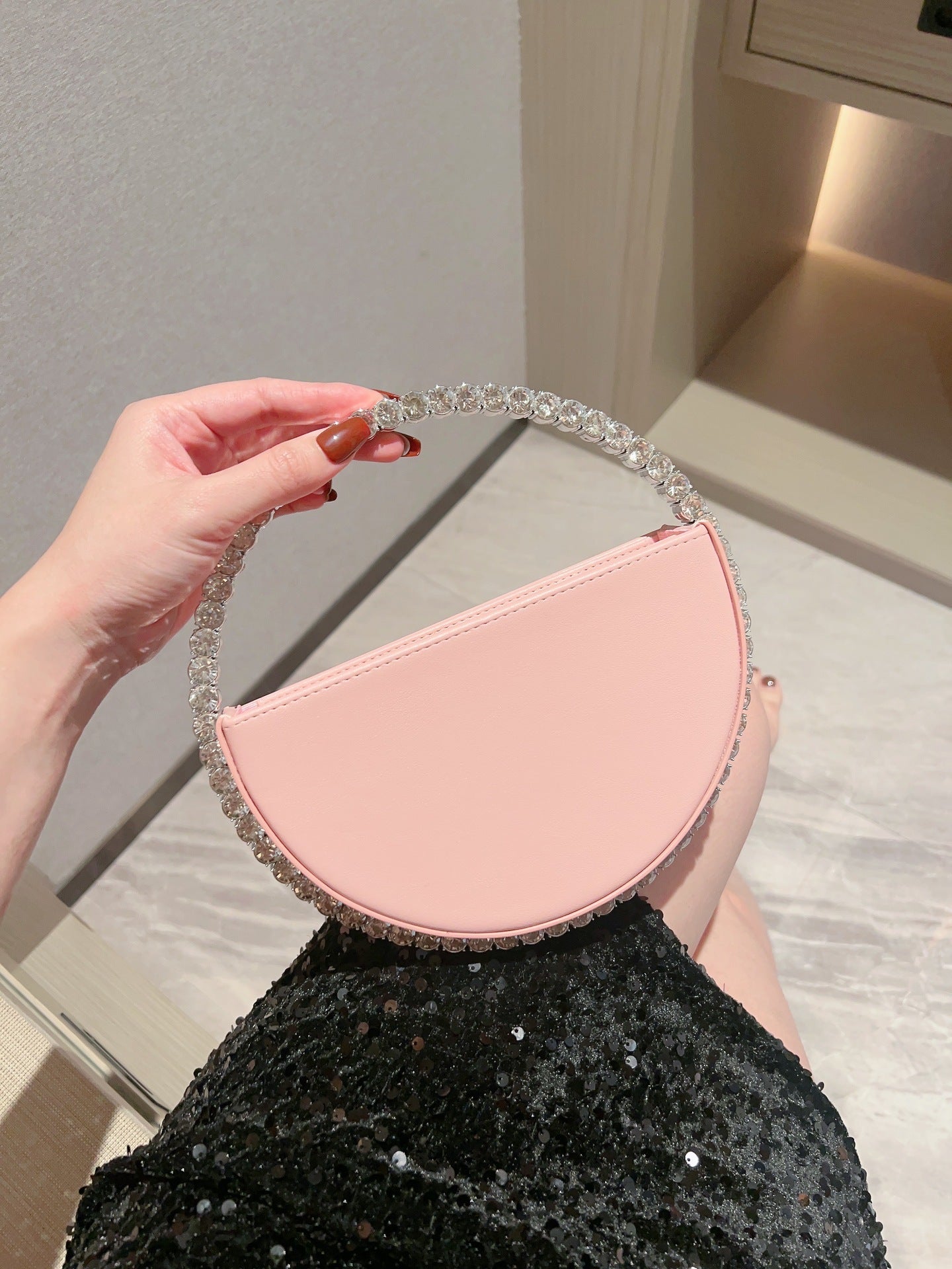 Round Crystal Shiny Clutch Little Fairy Evening Bags