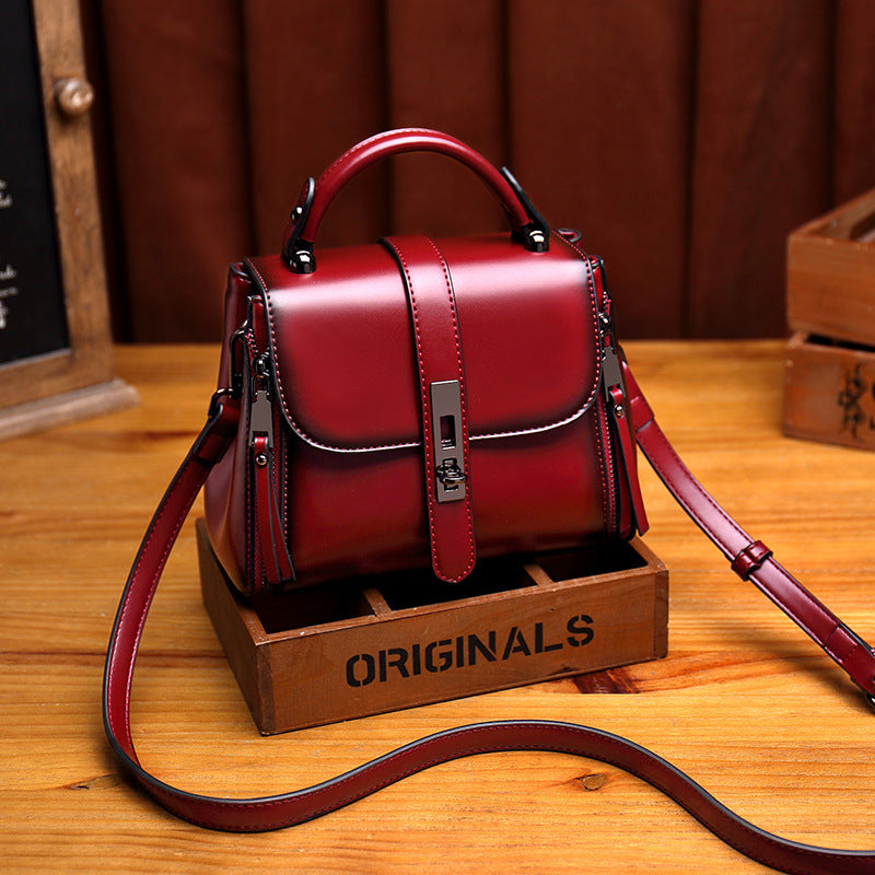 High Retro Textured Oil Wax Leather Bags