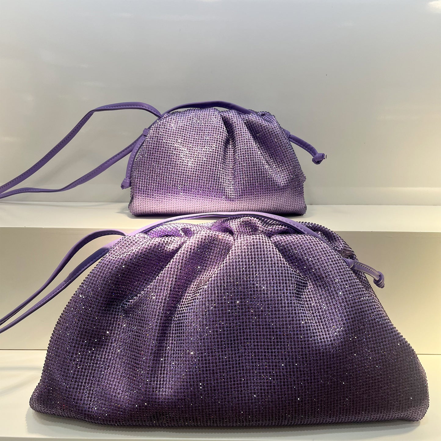 Women's Water Bright Crystal Cloud Fashion Commuter Pleated Crossbody Bags