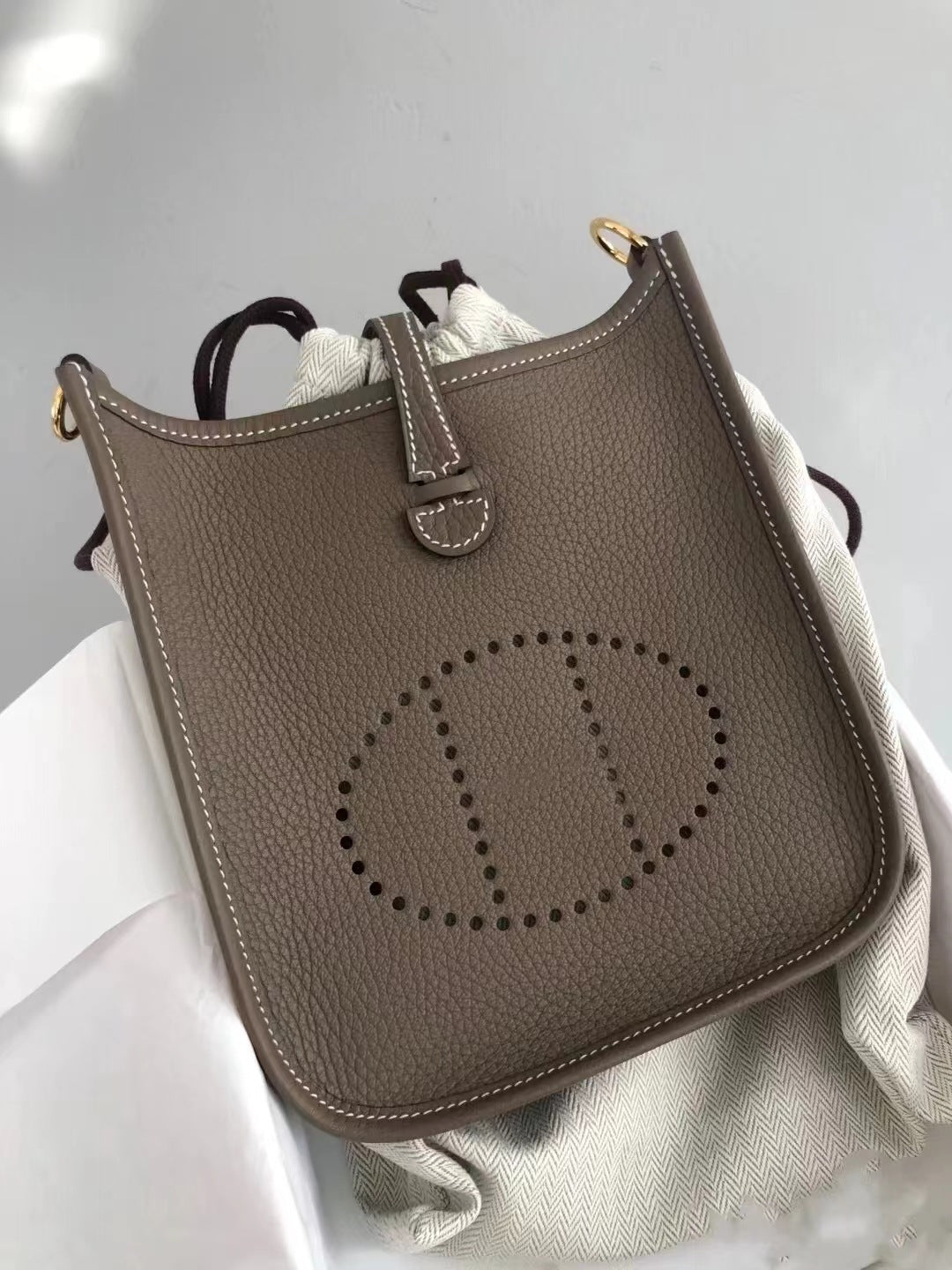 Women's Mobile Home First Layer Cowhide Lychee Crossbody Bags