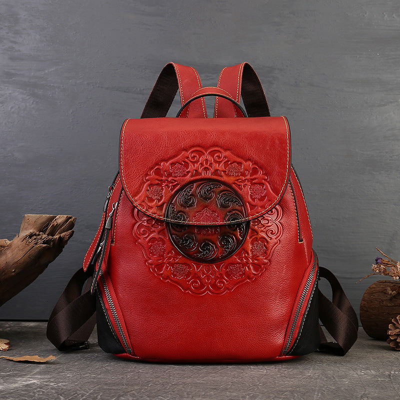 Leather Unisex High Sense Niche Artistic Backpacks