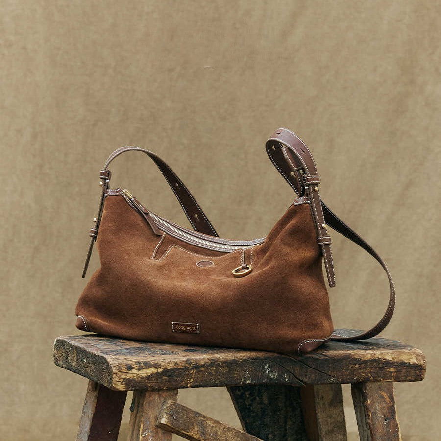 Women's Design Tracking Suede Dumpling Summer Genuine Leather Portable Armpit Bags