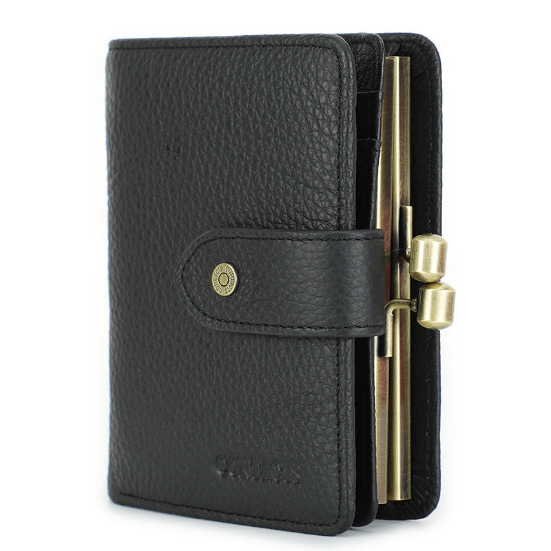 Women's Swiping First Layer Milled Cowhide Multifunctional Ladies Wallets