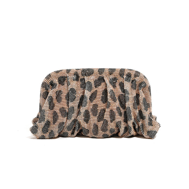 Hand Clutch Pleated Chain Rhinestone Cloud Clip Bags