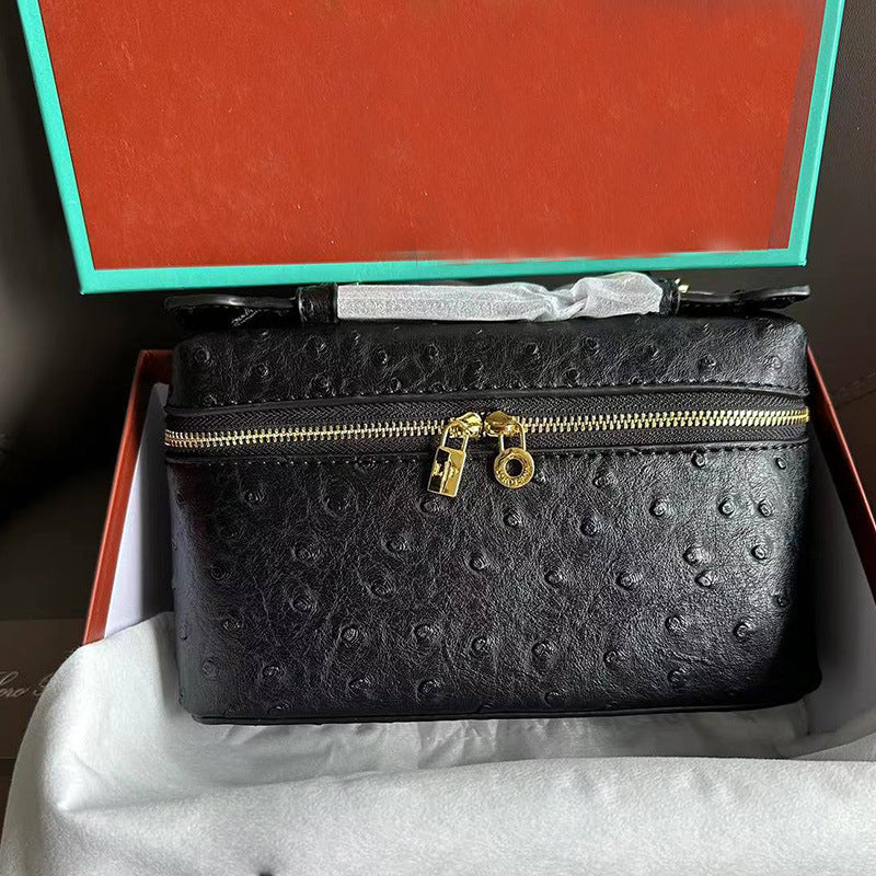 Women's Lunch Box Ostrich Leather Popular For Crossbody Bags