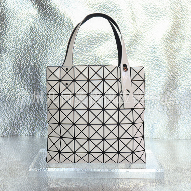 Women's Rhombus Plaid Color Matching Mirror Solid Handbags
