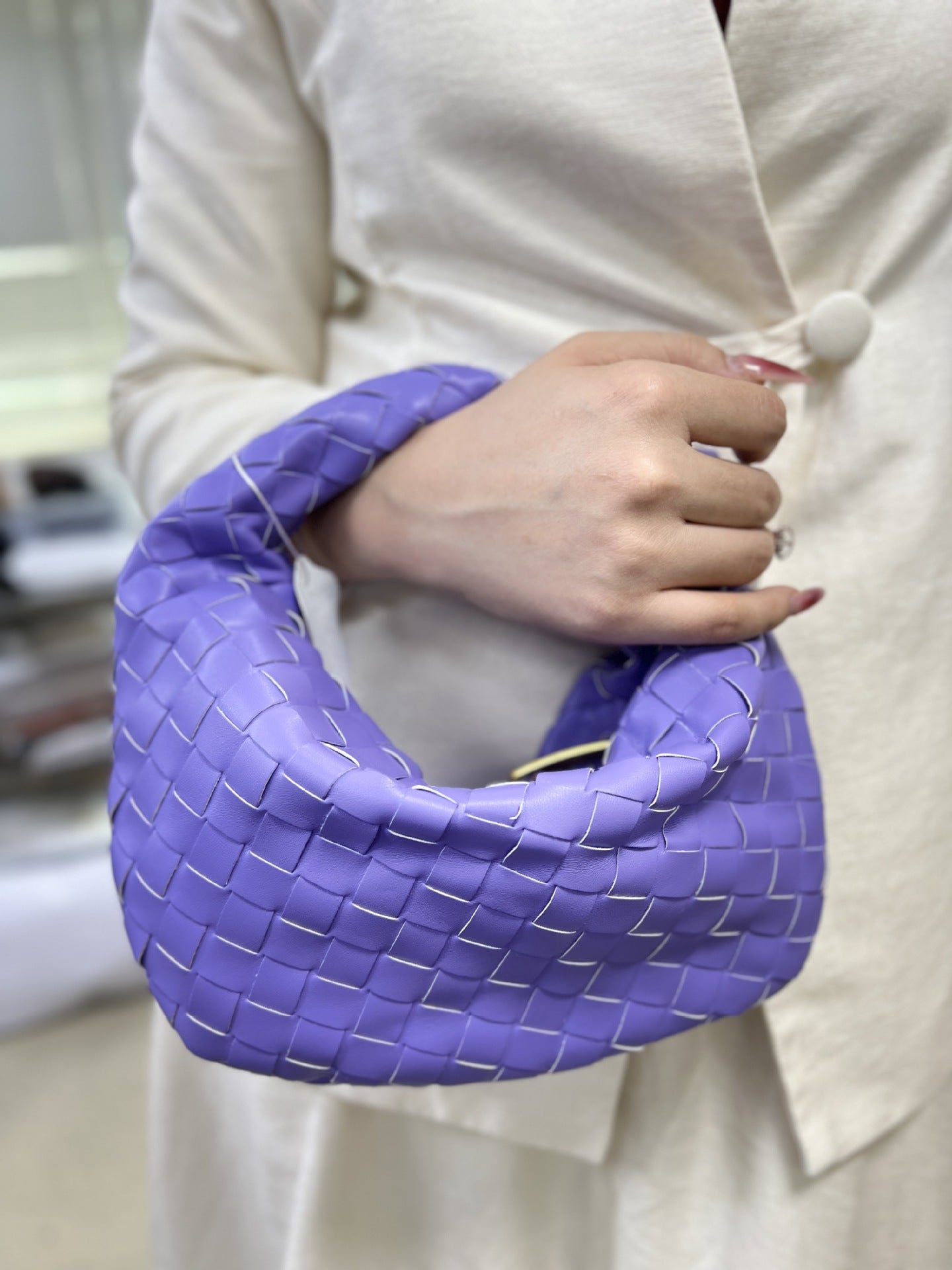 Woven Female Cloud Croissant Hand Holding Handbags