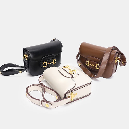 Women's Underarm High-grade Design Simple Saddle Genuine Crossbody Bags